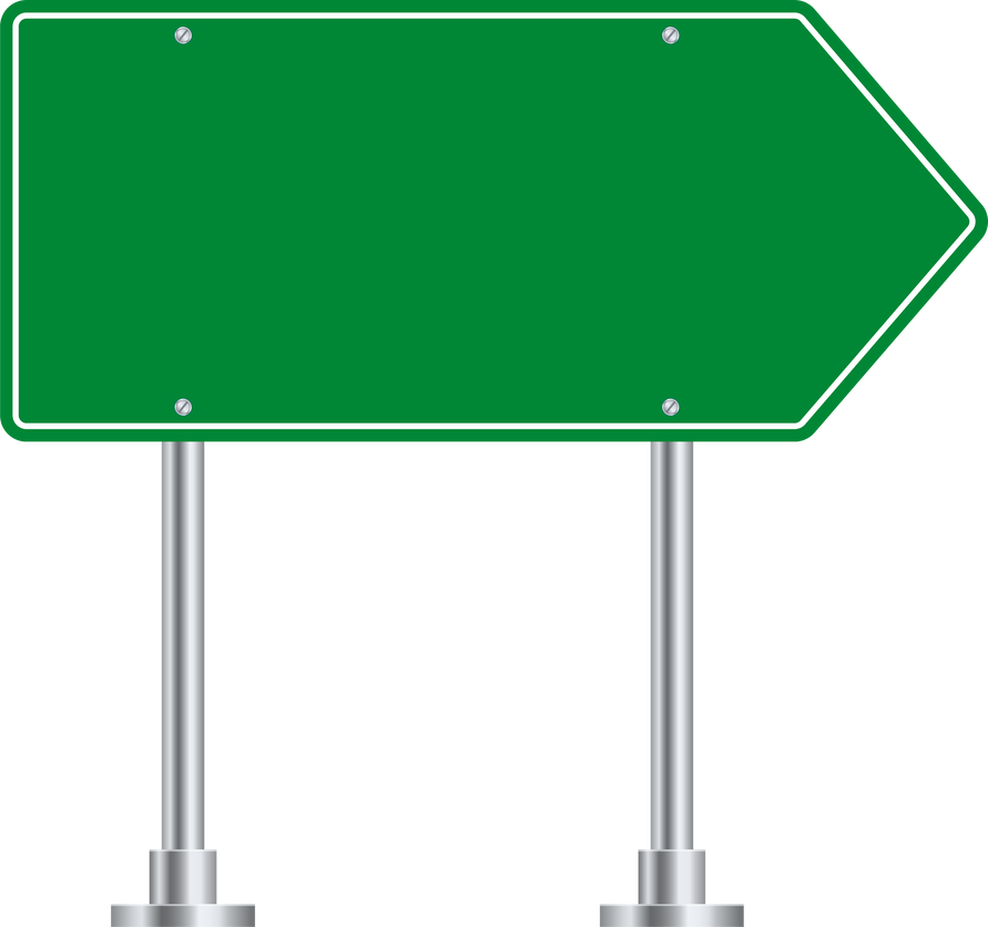 Street sign. Green highway road right direction pointer.
